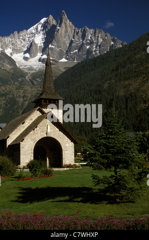 Alpine Chapel, Les Praz de Chamonix, France Stock Photo