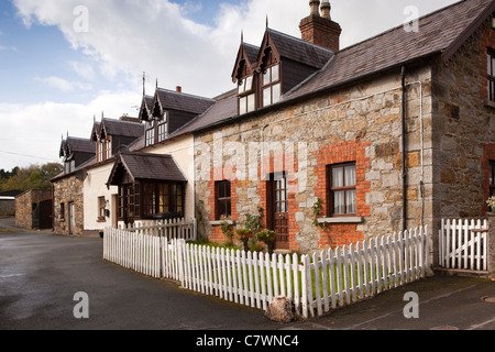 Ireland, Co Wicklow, Aughrim, typical vernacular stone built worker’s houses with dormer windows Stock Photo