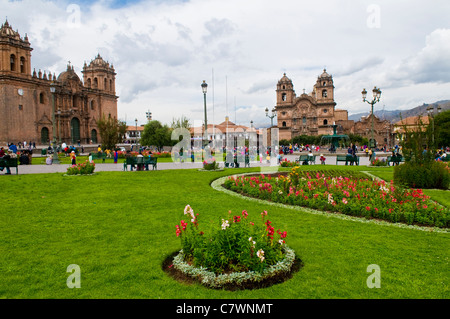The "Plaza the Armas" , a main tourist attraction in Cusco , Peru Stock Photo
