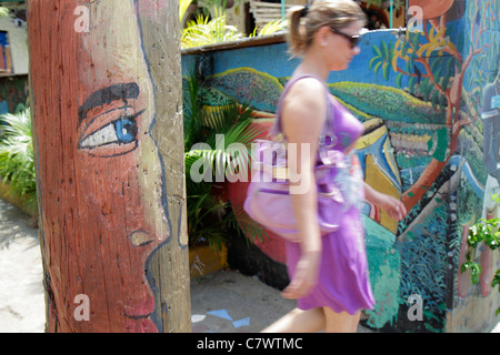 Managua Nicaragua,Central America,Bolonia,wall mural,restaurant restaurants food dining eating out cafe cafes bistro,painted telephone pole,art artwor Stock Photo