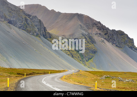 The Icelandic ring road and scenery north of Hofn in southeast Iceland. Stock Photo