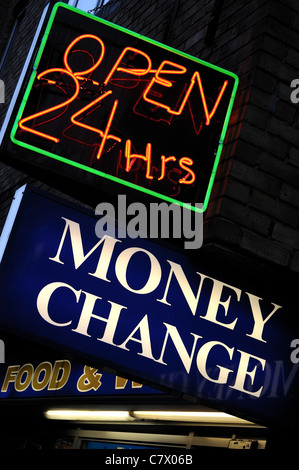 Open 24 hours sign Stock Photo