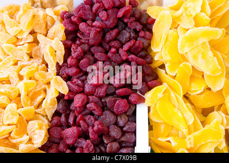 Candied fruits with sugar in market display Stock Photo