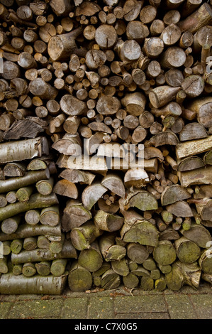 Dried Wood piled up for winter, Netherlands Stock Photo