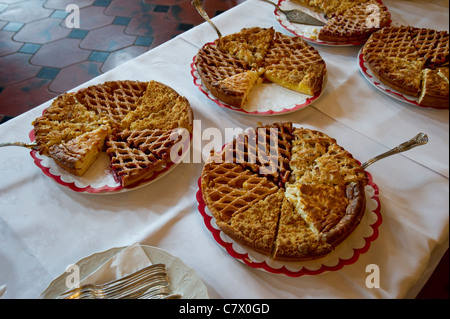 Various pieces of sliced pie. Stock Photo