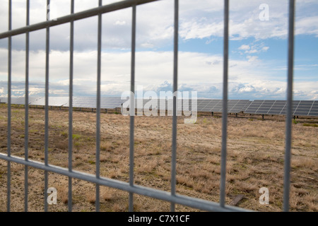 The photovoltaic array on the site of a former military training grounds near Lieberose in East Germany Stock Photo