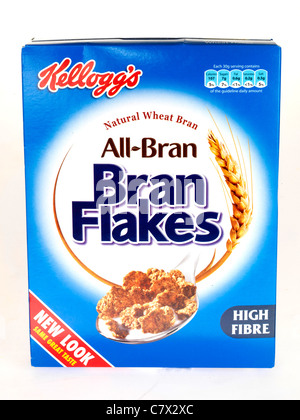 Bran flakes all bran box breakfast cereal fibre fiber Kellogg's brand ...