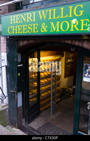 Henri Willig cheese shop opposite the flower market (Bloemenmarkt), Amsterdam, Netherlands Stock Photo