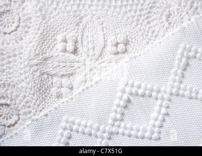 cotton tricot pique white fabric macro texture background Stock Photo