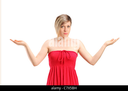 Portrait of a woman gesturing don't know Stock Photo