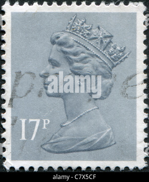 UNITED KINGDOM - 1990: A stamp printed in England, shows the Queen Elizabeth II Stock Photo