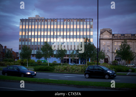 The South Wales Evening Post building in Swasea at dusk Stock Photo