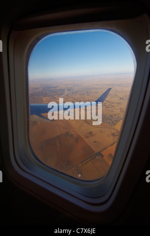 View out of airplane window Stock Photo