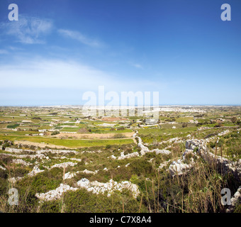 Panoramic view from Laferla Cross, Siggiewi, Malta Stock Photo