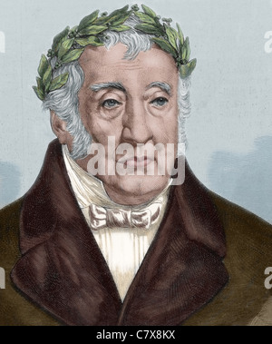 Manuel Jose Quintana (1772-1857). Spanish writer. Colored engraving. Stock Photo