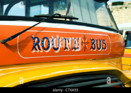 One of the special old buses at Valletta Bus Station, Malta Stock Photo