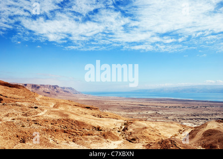 Fragment of the Judean desert near the shore of the Dead Sea. Stock Photo
