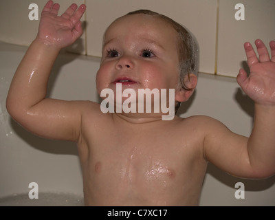 Boy in the Bath Stock Photo