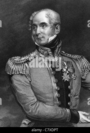 Alexander Fraser, 17th Lord Saltoun (1785-1853) on engraving from 1837. Scottish representative peer and a British Army general. Stock Photo