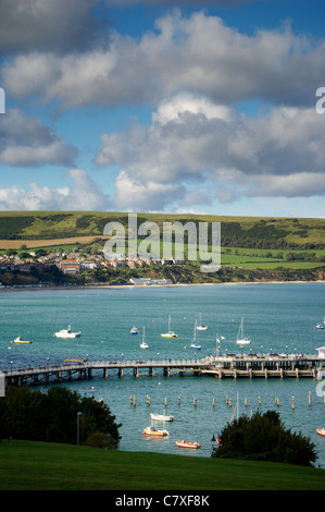 Swanage Bay from Peveril Point Road, Swanage, Dorset, UK Stock Photo