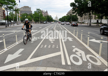 Bike lanes on Pennsylvania Avenue NW Washington DC Stock Photo