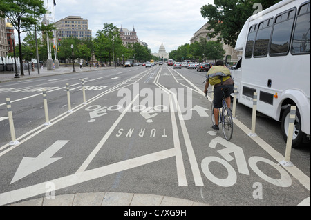 Bike lanes on Pennsylvania Avenue NW Washington DC Stock Photo