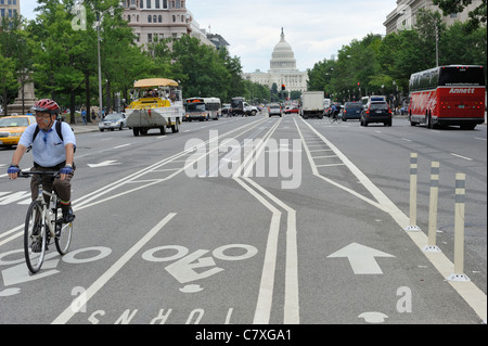 Bike lanes on Pennsylvania Avenue NW Washington DC Stock Photo