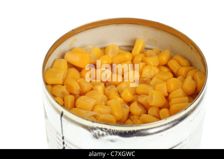 Tin maize, corn isolated on white background Stock Photo