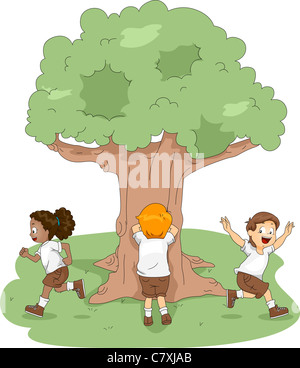 Children playing hide and seek illustration Stock Vector Image & Art - Alamy