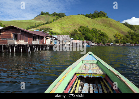 Boat Trip on Lake Sentani, Jayapura, West Papua, Indonesia Stock Photo