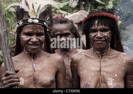 Young Dani Women, Baliem Valley, West Papua, Indonesia Stock Photo