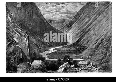 Upper Heimdal Valley Norway landscape geology geological study rock formation geography cliffs cliff gorge river stream nature Stock Photo