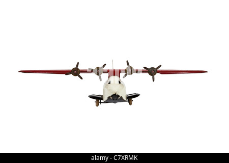 Vintage toy airplane isolated on white. Stock Photo