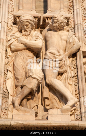 Milan - giants statue from west facade of Duomo cathedral Stock Photo