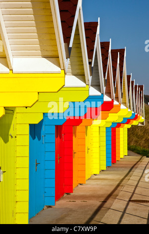 Colourfull beach huts, North Bay Scarborough Stock Photo