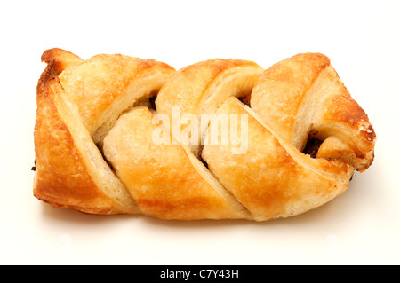 Homemade chocolate-filled braid on a white background Stock Photo