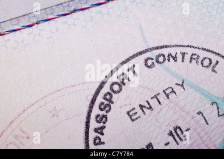 Passport entry stamp Stock Photo
