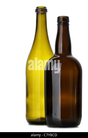 Two empty bottles isolated over white background Stock Photo