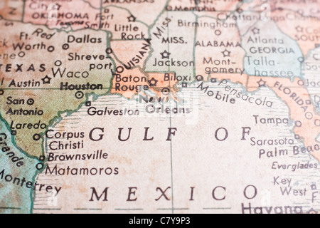 Map of the gulf of Mexico Stock Photo