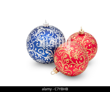 Traditional Christmas balls isolated on white background Stock Photo
