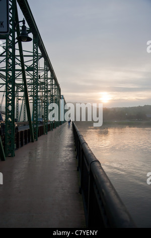 View from the bridge connecting New Hope, Pennsylvania and Lambertville, New Jersey in the early morning Stock Photo