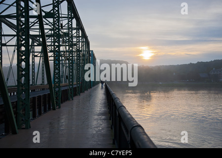 View from the bridge connecting New Hope, Pennsylvania and Lambertville, New Jersey in the early morning Stock Photo