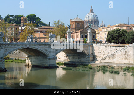Ponte Vittorio Emanuele II River Tiber Rome Stock Photo