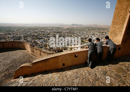 View of Kuchaman City from the road leading to Kuchaman Fort. Picture by James Boardman. Stock Photo