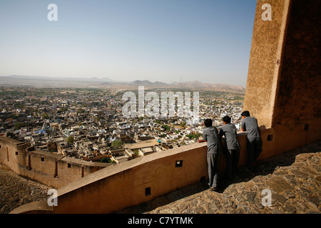 View of Kuchaman City from the road leading to Kuchaman Fort. Picture by James Boardman. Stock Photo