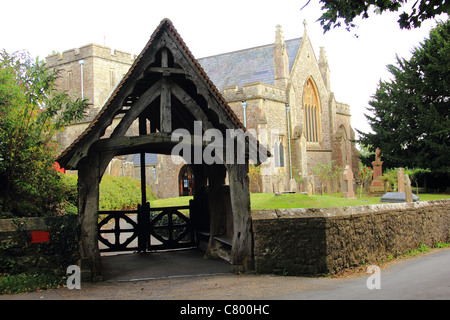 Front entrance of a country church in Kent Stock Photo