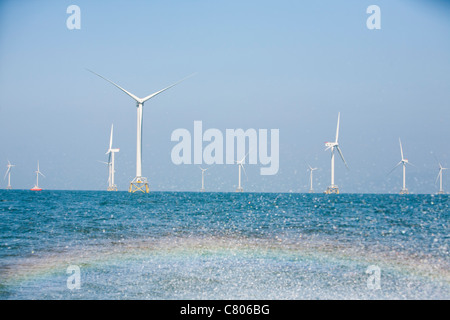 The Ormonde Offshore Wind Farm is currently being built in the Irish Sea, 10km off Barrow-In-Furness. Stock Photo