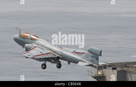 An EA-6B Prowler lifts off from the flight deck of USS Harry S. Truman Stock Photo