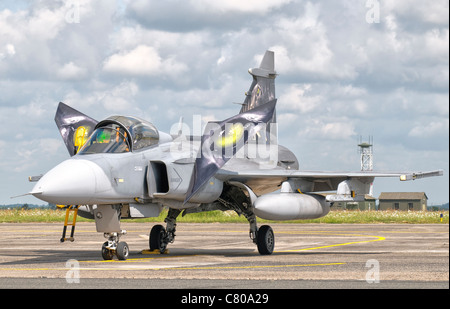 A JAS-39 Gripen of the Czech Air Force at Cambrai Air Base, France, during the NATO Tiger Meet 2011. Stock Photo