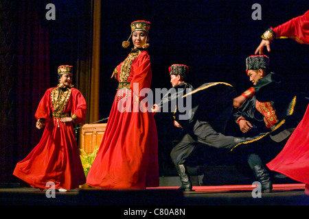 MONGOLIAN DANCERS at the TIBETAN MONGOLIAN CULTURAL CENTER at a Buddhist teaching by the 14th DALAI LAMA - BLOOMINGTON, INDIANA Stock Photo